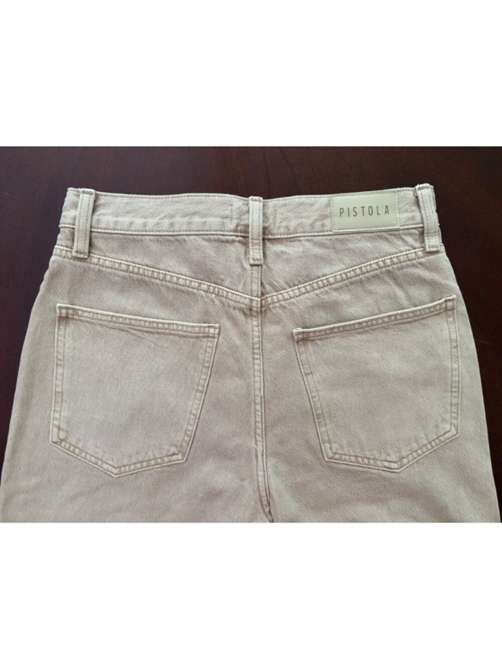 Pistola Ryder High Rise Cuffed Wide Leg Cropped Jeans Oatmeal Tan Beige Size 26 - Picture 5 of 14